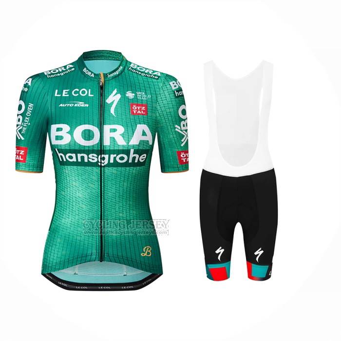 2023 Cycling Jersey Women Bora Hansgrohe Green Short Sleeve and Bib Short